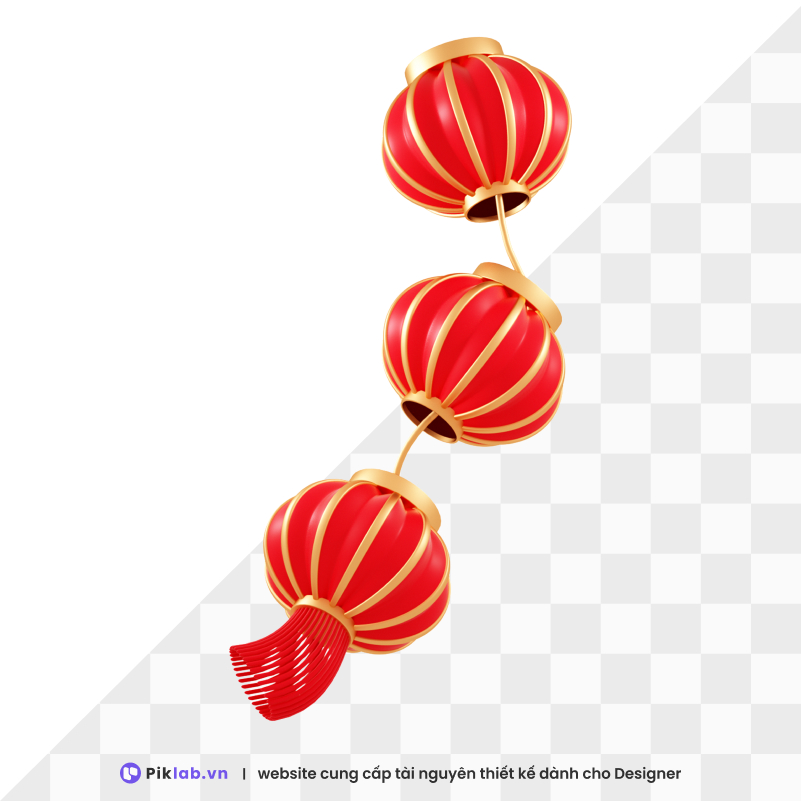 Design resource bunch of 3 red lanterns happy new year tet holiday isolated on transparent đèn lồng đỏ PNG tết